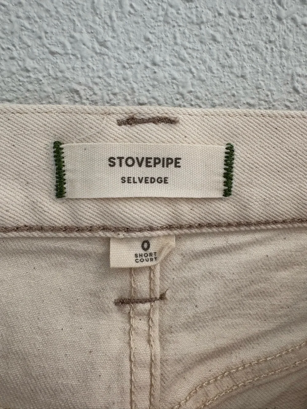AE77 Cream Stovepipe Selvedge Jeans (size 0 short) American Eagle Premium - Picture 4 of 9